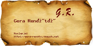 Gera Renátó névjegykártya